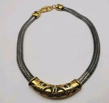 Vtg Douglas PAQUETTE Slide Pendant Necklace Celtic 16" Mixed Metal Choker