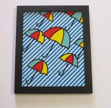 1970'S POP ART PAINTING MAGAZINE COVER? POSTER DESIGN ABSTRACT VINTAGE UMBRELLAS