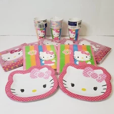 DesignWare Hello Kitty Lot Of 12 Party Supplies Cups Plates Napkins Sealed Kids