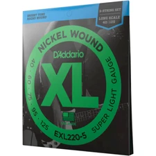 D'Addario EXL220-5 Super Light, 5-String Nickel Wound Bass Strings, 40-125