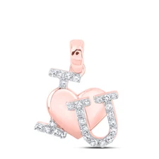 10K ROSE GOLD ROUND DIAMOND I LOVE U HEART NICOLES DREAM COLLECTION PENDANT