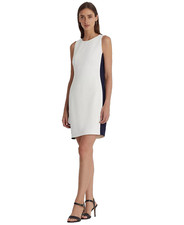 NEW LAUREN RALPH LAUREN WHITE BLUE CAREER  CREPE SHIFT DRESS SIZE 16 $145