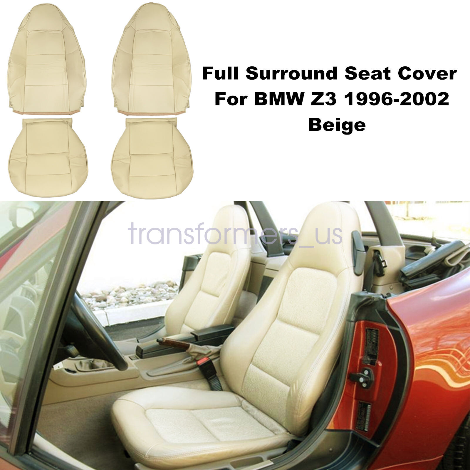 1996 19972002 For BMW Z3 BEIGE 2 FRONT LEATHER SEAT COVERS Driver