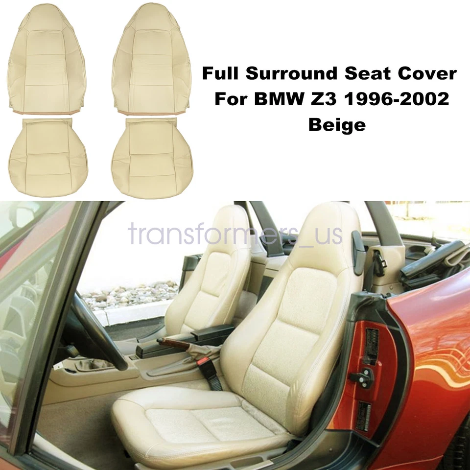 1996 1997-2002 para BMW Z3 BEIGE 2 FUNDAS DE ASIENTO DELANTERAS DE CUERO conductor y pasajero Foto 2 de 4