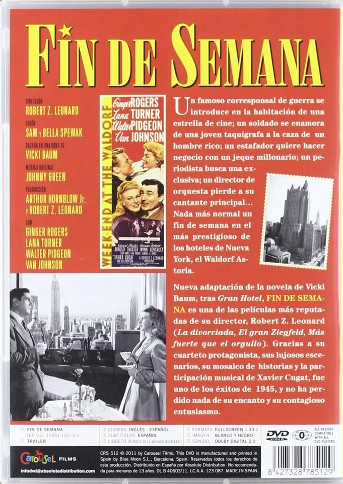 Fin De Semana (Weekend At The Waldorf) - Robert Z. Leonard - Imagen 2 de 2