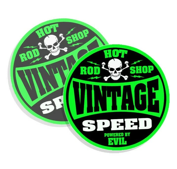 Calcomanías de velocidad de colección impulsadas por pegatinas malvadas Hot Rod Shop VERDE 4" paquete de 2 #764 Foto 3 de 4
