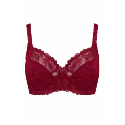 Sirens by Pour Moi Sofia bestickter seitlicher Stütz-BH oder tiefer Slip rubinrot