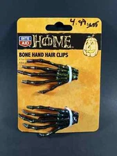 Rite Aid Home Halloween Bone Hand Hair Clips Brand New