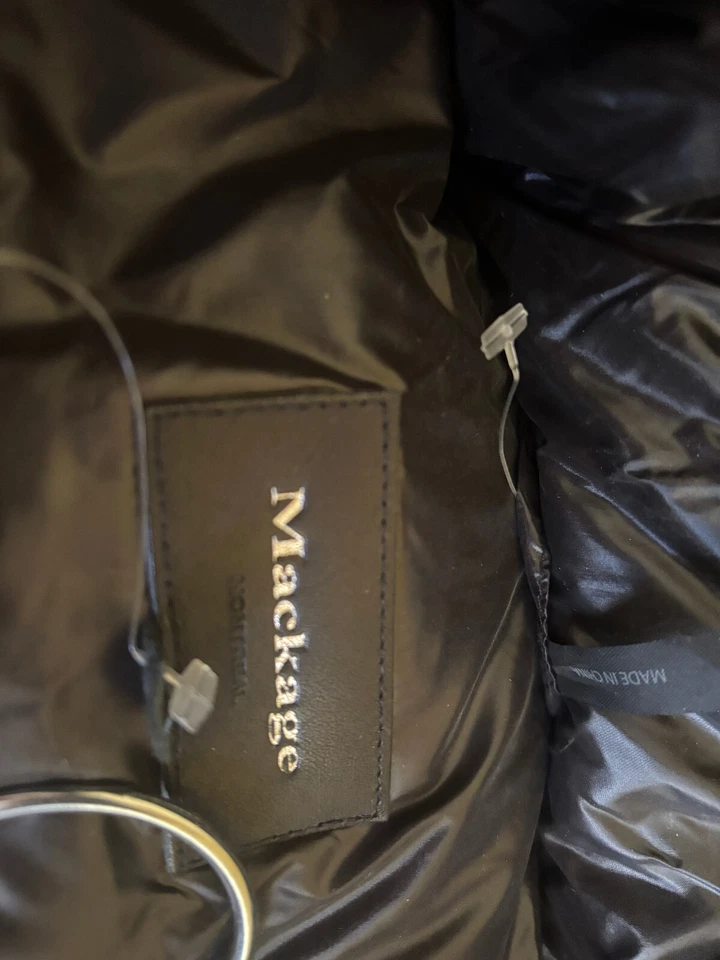 Abrigo largo de plumón a cuadros de invierno Mackage, talla grande (mediano) Foto 4 de 4