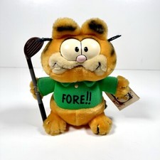 VINTAGE DAKIN 1978 GARFIELD PLUSH with Green FORE Shirt  Golf Club With Tags