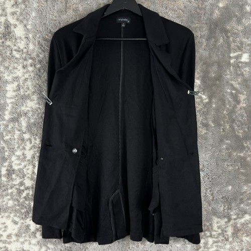 NEW Originality Size S Button V Neck Long Sleeve Notched Blazer Jacket Black - Picture 3 of 9