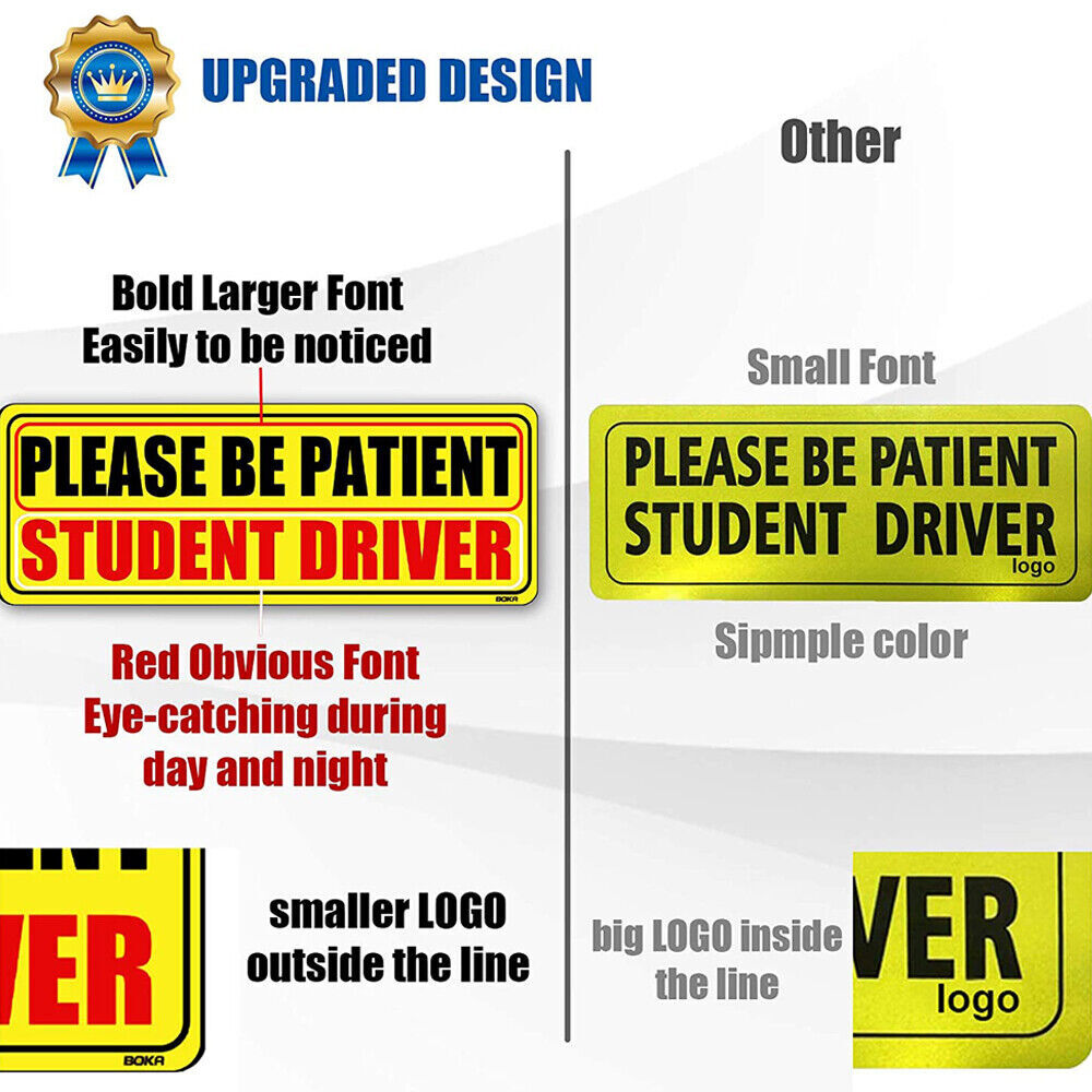 3Pcs Sticker Decal Car Bumper Magnet Car Signs(Student Driver Please Be Patient) - Foto 3