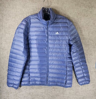 Adidas Varilite Down Puffer Jacket Womens Large Periwinkle Blue Welded Seams EUC