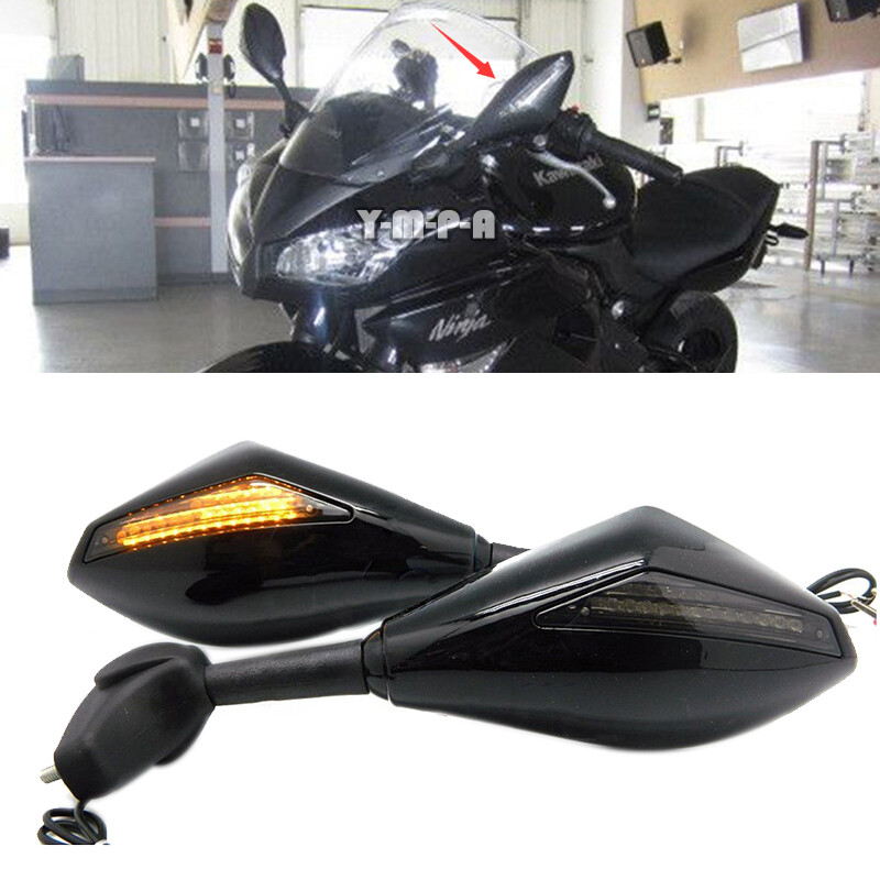 Motorcycle LED Turn Signals Side Mirrors For Kawasaki Ninja EX650R
