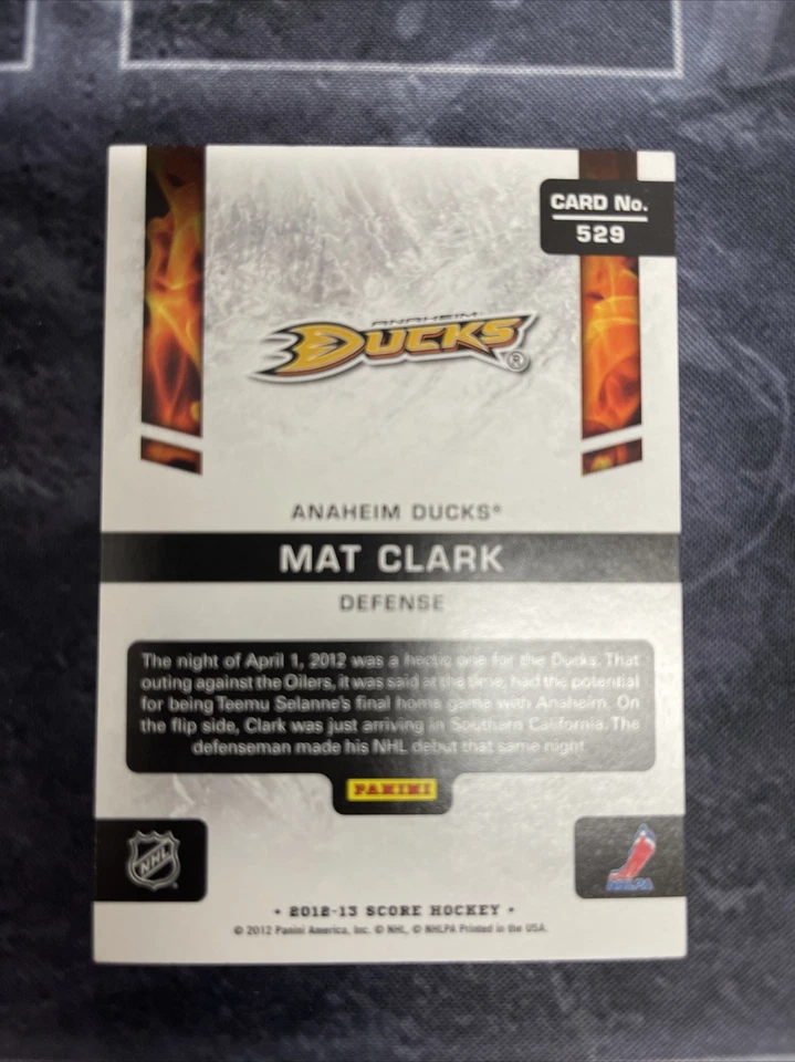 2012-13 Score Hot Rookies 529 Mat Clark Anaheim Ducks - Image 2 of 2