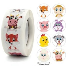 1 ROLL 500 STICKERS ANIMAL KIDS CRAFT ENVELOPE SEALS LABELS STICKERS