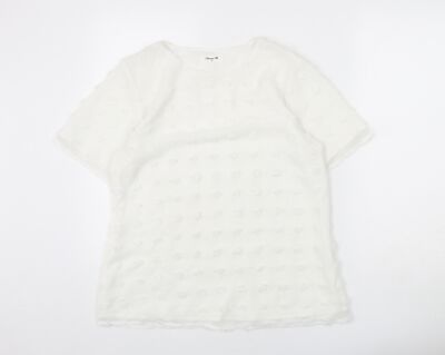 Blooming Jelly Damen Bluse weiß gepunktet Polyestermischung Größe M