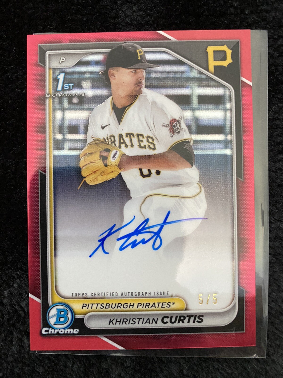 2024 Bowman Chrome Khristian Curtis 1st Chrome True Red Refractor Auto /5