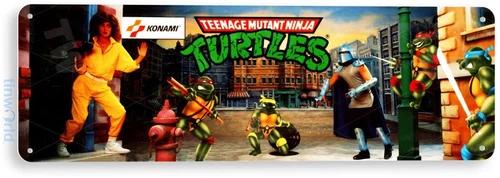 TIN SIGN Ninja Turtles Arcade, 80's, Retro, Console, Marquee, Game Decor, A524