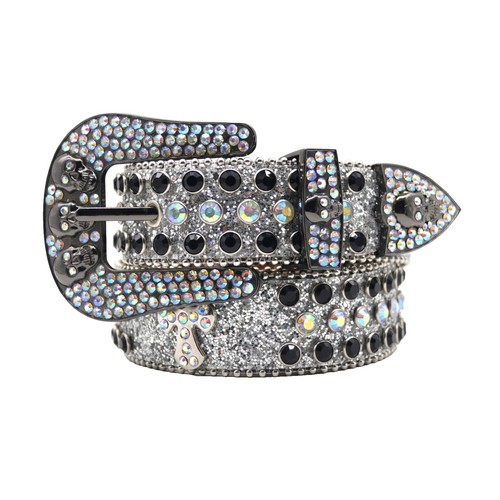 NEW B.B. Simon Belt Silver Studs w/Red Stones and Skulls  display picture 2