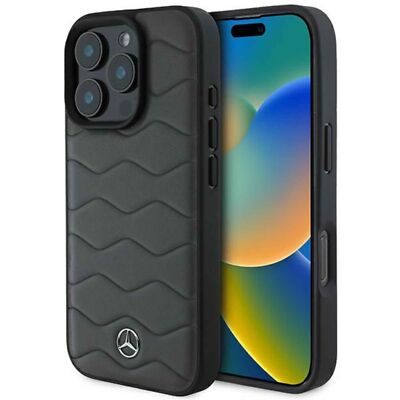 Mercedes Apple iPhone 16 Pro Max Hardcase Schutzhülle Waves Leather