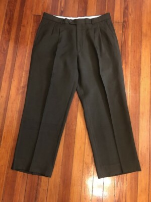 Eddie Domani Men's Dark Green Flat Front Pants Size 38S
