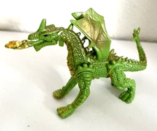 Greenbrier International Dragon Figure Toy Green Yellow Fantasy Fire Breathing