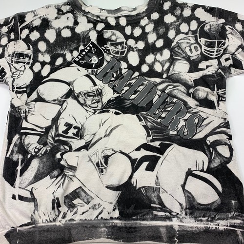 Vintage LA Raiders Sweater Sweatshirt 1980s 90s All Over Print Mens M - L - Picture 2 of 7