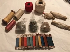 Vintage Varied Thread Lot Silk Cotton Wool Linen Etc