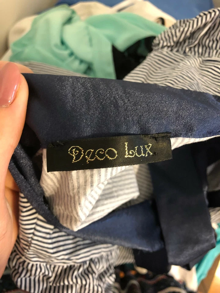 Blusa para mujer Deco Lux blanca/azul a rayas acampanada mezcla de algodón talla M Foto 4 de 4