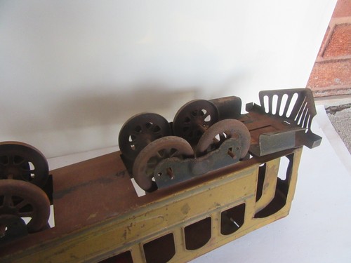Antique 1910's Dayton Schiebel Hill Climber Toy Tin Trolley Car (23") - Picture 23 of 24