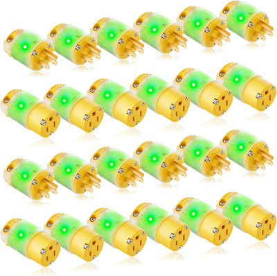 12 Set 24 Pcs Lighted Plug and Connector Set Straight Blade Cord End Replacement