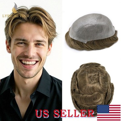 Lyrical Hair Mens Toupee Hairpiece Pro-Grade Thin Skin Human Hair System PU Wig