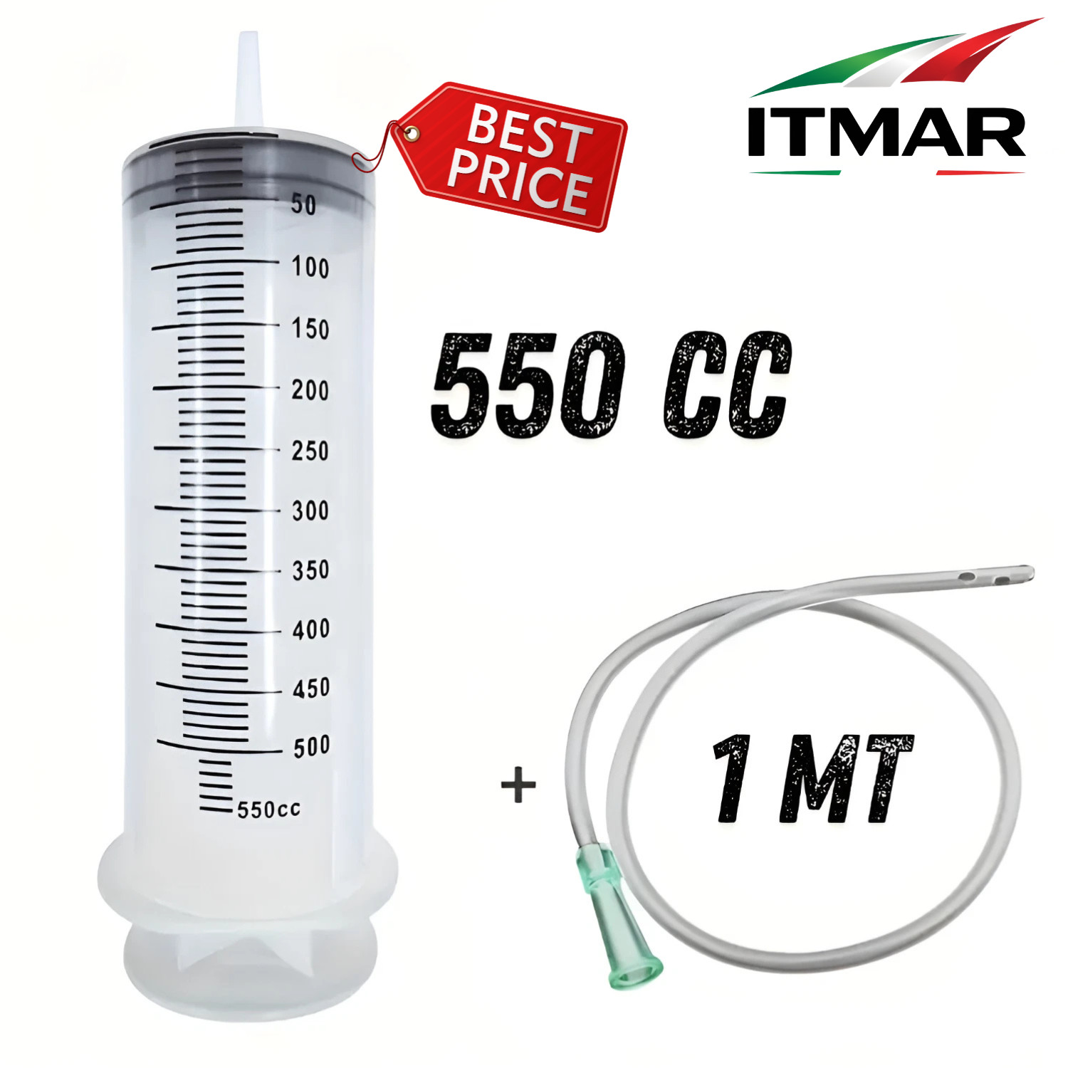 Siringa Per Cambio Olio Pompa Manuale Aspirazione 550 CC + 1 Mt Tubo Iniettore