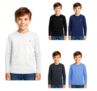 BAHOB 2er Pack Jungen Langarmshirt Oberteil Kinder Rundhals Langarmshirt