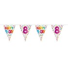 Folat 27108 8th Birthday Happy Bday Dots Bunting Garland-10 m, Multi Colors