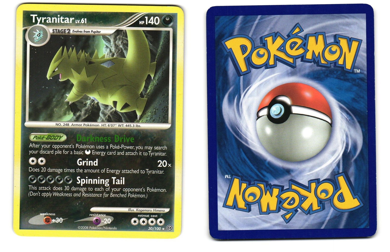TYRANITAR 30/100 RARE STORMFRONT LP 2008 POKEMON