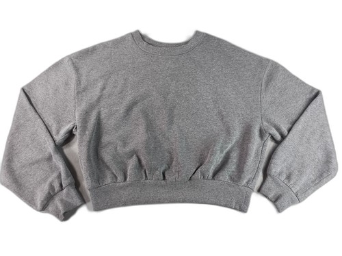 Wild Fable Cropped Sweatshirt L Gray Cotton Blend Relaxed Fit Long Sleeve