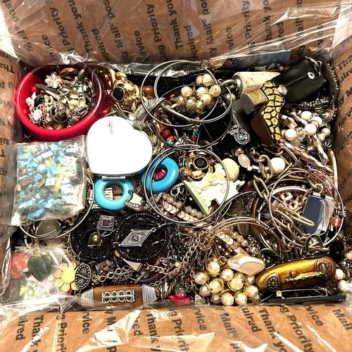 16 Pounds Jewelry Box Lot Bulk Costume Fashion New Used Vintage Mixed Items
