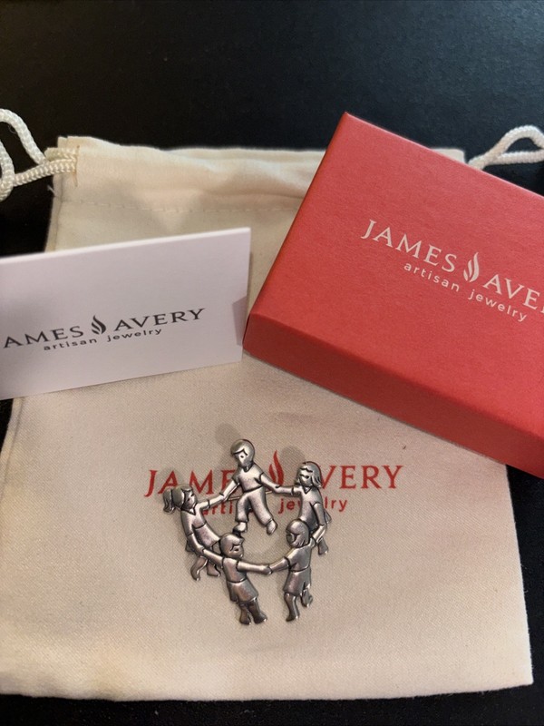 James Avery Retired Circle Of Children Brooch/Pin 925 Sterling Silver