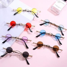 Small Round Metal Frame Sunglasses Anti-Reflective Mini Punk Hip Hop