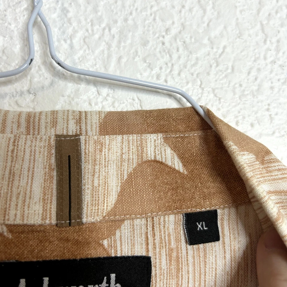 Camisa hawaiana Ashworth de lino mezcla de rayón con botones para hombre talla XL naranja tostado  Foto 4 de 4