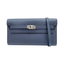 HERMES Kelly To Go Shoulder Bag Evercolor Leather 2Z Bleu Nuit K Stamp