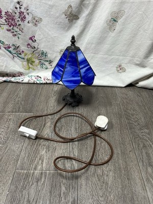 L&L WMC 1973 Tiffany Stil blaue Lampe - H32cm x L20cm - funktionstüchtig 