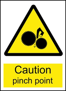 Pinch Point Caution Warning Sign Self Adhesive Vinyl Sticker