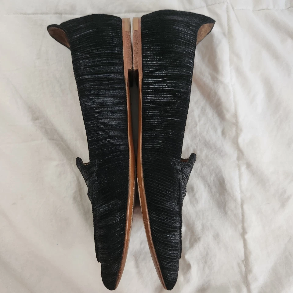 M. Gemi Gia 平底乐福鞋黑色麂皮绒尺寸 39 IT 美国 8.5 码 — 第 3/4 张图片