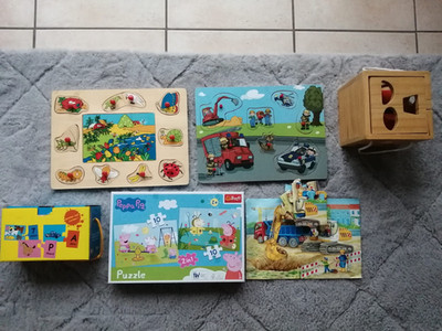 Kinderpuzzle Set Holz - Eichhorn, Peppa Pig Wutz, Steckpuzzles, Steckwürfel