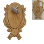 1 Piece Trophy Shield Carved Roe Buck Light 1 Pine Board 1 X Antler Clip