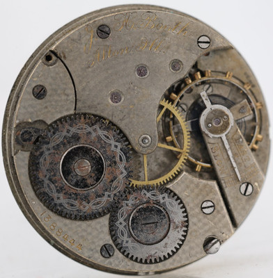J.H. BOOTH ALTON ILLINOIS LONGINES SWISS +16831 POCKET WATCH MOVEMENT 43mm (EF)