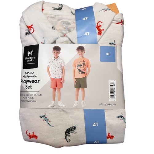 Members Mark Boys Size 4T Shirt Short 4-Piece My Favorite Mix Match Playwear Set - Picture 2 of 4